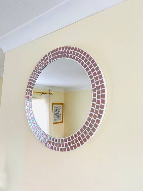 Pink Pearl Mosaic Round Mirror - image 1
