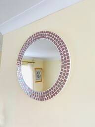 Pink Pearl Mosaic Round Mirror - thumbnail 1