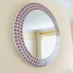 Pink Pearl Mosaic Round Mirror - thumbnail 2