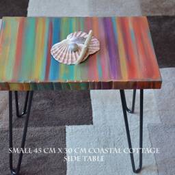 Wood Coffee End Table 45cm L X 30 cm W Coastal Cottage Lazy Deckchair Days Colour Scheme 16 - thumbnail 2