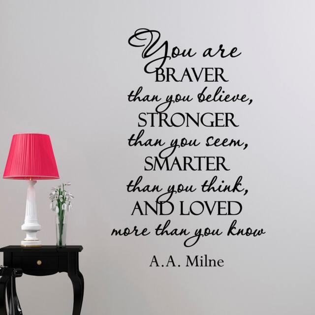 Inspirational Quote Wall Decal Braver, Stronger, Smarter - Nursery Decor Q093 - image 1