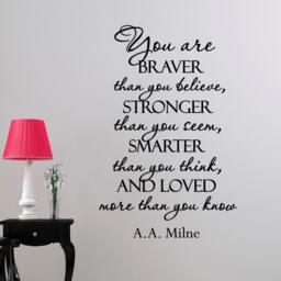 Inspirational Quote Wall Decal Braver, Stronger, Smarter - Nursery Decor Q093 - thumbnail 1