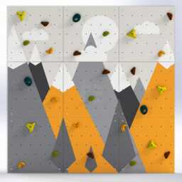 Kids Climbing Wall - Rock Indoor Play For Room - Yellow Mountains Design, Custom Made, Holds Included - thumbnail 2