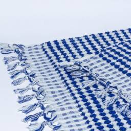 Blue Cotton Towel Set, Turkish Bath Hand Set , Bridesmaid Gift, Handwoven Towel, Peshtemal - thumbnail 3