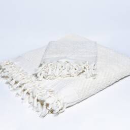 Blue Cotton Towel Set, Turkish Bath Hand Set , Bridesmaid Gift, Handwoven Towel, Peshtemal - thumbnail 4