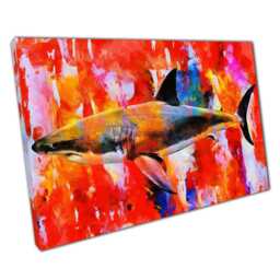 Colourful Abstract Shark Canvas Art Print For Home Office Decor - thumbnail 1