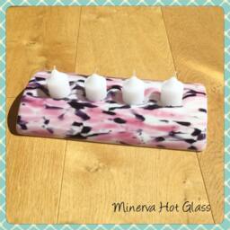 Fused Glass, Candle Tea Light Holder Bridge, Centre Piece, Home Decor, Art Glass - thumbnail 2
