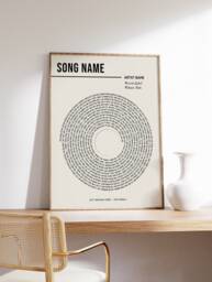 Custom Vinyl Lyrics Print, Personalised Music Poster, Customizable Gift, Anniversary Wedding Song Dance, A1/A2/A3/A4 - thumbnail 1