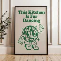 This Kitchen Is For Dancing Print, Disco Ball, Retro Poster, Trendy Green Wall Art, Prints, Decor, Poster 3043 - thumbnail 1