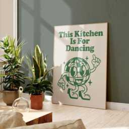 This Kitchen Is For Dancing Print, Disco Ball, Retro Poster, Trendy Green Wall Art, Prints, Decor, Poster 3043 - thumbnail 3