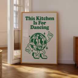 This Kitchen Is For Dancing Print, Disco Ball, Retro Poster, Trendy Green Wall Art, Prints, Decor, Poster 3043 - thumbnail 2