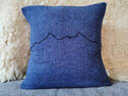 Black Cuillins Cushion in Navy & Russian Blue Twill - thumbnail 1