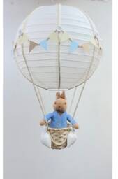 Neutral Blue Peter Rabbit Themed Hot Air Balloon Nursery Light Shade - thumbnail 1
