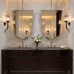 Ceiling Suspended Mirror - Modern Brass Hanging Bathroom - thumbnail 3