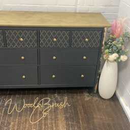 Large Painted Chest Of Drawers Merchant Ash Gold Moroccan Round Handles - thumbnail 3