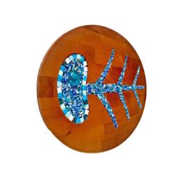 Sale Mid Century Style Fish Plaque, Blue Wall Hanging, Decor, Mixed Media Art, Wood Plaque - thumbnail 2