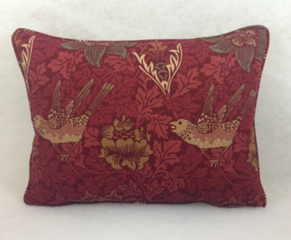 William Morris - Bird & Anemone Red Clay Cushion Cover Throw Pillow Designer Home Decor