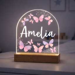 Personalised Led Nursery Lamp, Kids Night Light Gift, Butterfly Light, Baby Girl Birthday Gifts For Kids, Bedroom - thumbnail 4