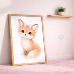 Personalised Woodland Nursery Print Set - Pink Girls Bow Animal Wall Art, Bedroom Poster Decor - thumbnail 3
