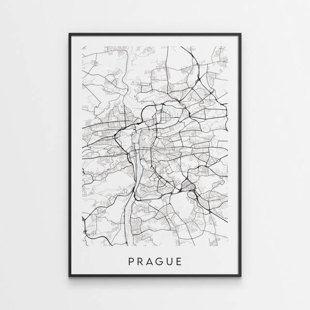 Prague Map Print - Minimal Poster Art Czech Republic - image 1