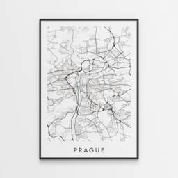 Prague Map Print - Minimal Poster Art Czech Republic - thumbnail 1
