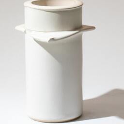 Handmade Sculptural Ceramic Vase Form Fired To Stoneware Temperature in A Satin Finish Frosted White Glaze With Pale Ochre Blush - thumbnail 3