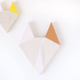 Wood Fox Wall Decor, Pink Copper, Whitewash Wooden Animal Silhouette, Geometric, Modern, Scandinavian Design, Art, Gift, Nursery - thumbnail 2