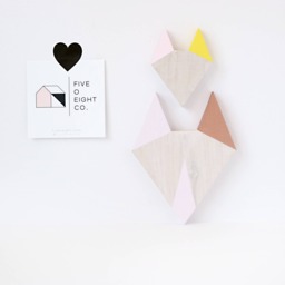 Wood Fox Wall Decor, Pink Copper, Whitewash Wooden Animal Silhouette, Geometric, Modern, Scandinavian Design, Art, Gift, Nursery - thumbnail 1