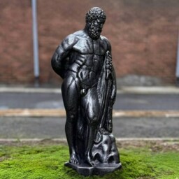 Massive Hersules Sculpture Concrete Black Greek Statue Outdoor Man Hercules Lover Gift Front Door Ornament Handmade Art - thumbnail 3