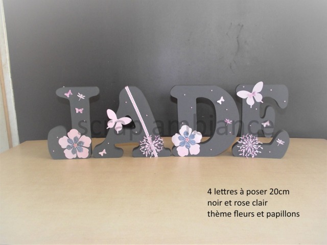 Wooden Letter, First Name, Letter To Put, Name Baby Personalized With Butterfly & Flower Theme