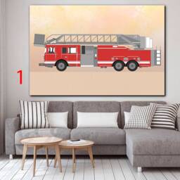 Fire Truck Canvas Art Kids Room Decor, Boy Print - thumbnail 2