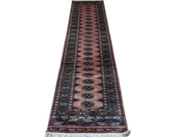 2.6x10 Pink Color Bokhara Rug - Runner Hallway Luxury Long Fine Quality Green Afghan - image 1