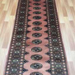 2.6x10 Pink Color Bokhara Rug - Runner Hallway Luxury Long Fine Quality Green Afghan - thumbnail 3