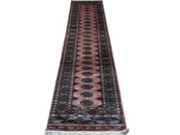 2.6x10 Pink Color Bokhara Rug - Runner Hallway Luxury Long Fine Quality Green Afghan