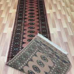 2.6x10 Pink Color Bokhara Rug - Runner Hallway Luxury Long Fine Quality Green Afghan - thumbnail 4