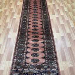 2.6x10 Pink Color Bokhara Rug - Runner Hallway Luxury Long Fine Quality Green Afghan - thumbnail 2