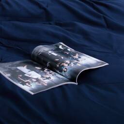 Cotton Sateen Duvet Cover Set in Dark Blue. Cover + 2 Pillowcases. Twin Full Queen King Single Kingsingle Double Custom Bed Linen - thumbnail 4