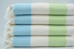 "Turquoise, Pistachio Green & White Towel, Terry Towel, Turkish Towel, Hammam Towel, Soft Peshtemal, Towel, 38""x67"