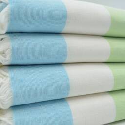 "Turquoise, Pistachio Green & White Towel, Terry Towel, Turkish Towel, Hammam Towel, Soft Peshtemal, Towel, 38""x67" - thumbnail 2