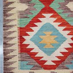 Classic Runner Rug, Handmade Artisan Afghan Turkish Scandinavian Navajo Bohemian Wool Flatweave Multicolour Kilim Rug 207x64 cm - thumbnail 4