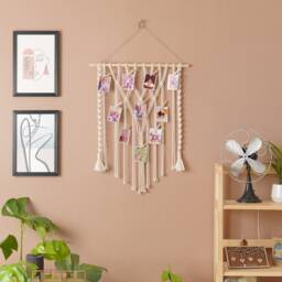 Macrame Photo Hanger, Boho Twine Display, Collage Dorm Wall Decor, Ins Tax Included Wooden Clips, Mothers Day Gift H02 - thumbnail 4