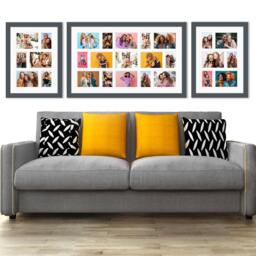 Grey Wood Multi Photo Frame Set Of 3 - Collage Gallery Wall Decor - thumbnail 2
