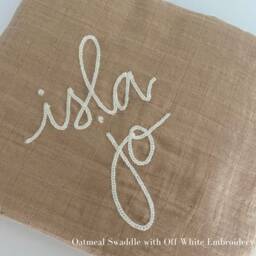 Personalized Hand Lettered Embroidered Baby Swaddle Receiving Blanket - thumbnail 4