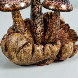 Brown Mushroom Miniature, Rustic, Antique Finish, Painted Art, Wood Carving, Magical, Unique Decoration, Apartment Decor, Birthday Gift - thumbnail 4