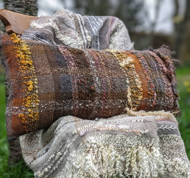 Earthy Handwoven Cushion Plant Dyed Woven Feather Filled Pillow Bed Sofa Chair Handspun Art Yarn Wool Hand Cushions Pillows Hippy - image 1