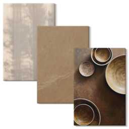 Canvas Wall Art Set Of 3 - Structures & Textures in A Minimalist Style, Brown Art, Natural Decor - thumbnail 1
