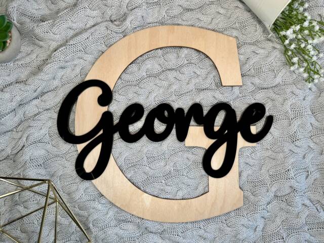 Nursery Name Sign - Kids Wall Decal Wooden For Decor Bedroom Accessories Baby Plaque Funky Art Letter - image 1