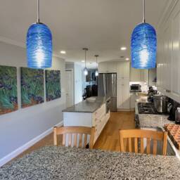 Sapphire Glass Dome Pendant Light - Handblown Stella Globe - Artisan Kitchen & Living Room Lighting - thumbnail 2