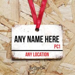 Personalised Street Sign Christmas Decoration - 3 Styles Available Any Text, Location, Postcode Custom Print Bauble Hanging Tree Xmas - thumbnail 3