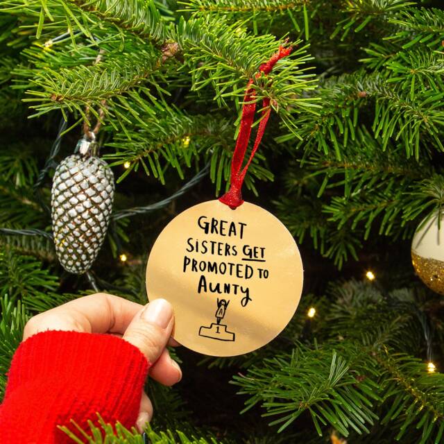 Sisters Get Promoted To Aunty Christmas Decoration Bauble - image 1